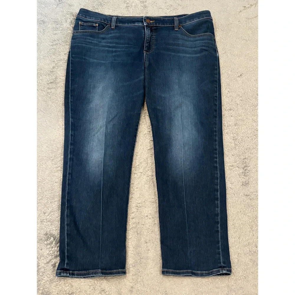 Chicos So Slimming Girlfriend Slim Leg Ankle Jeans Dark Wash Blue 16P 3P Womens